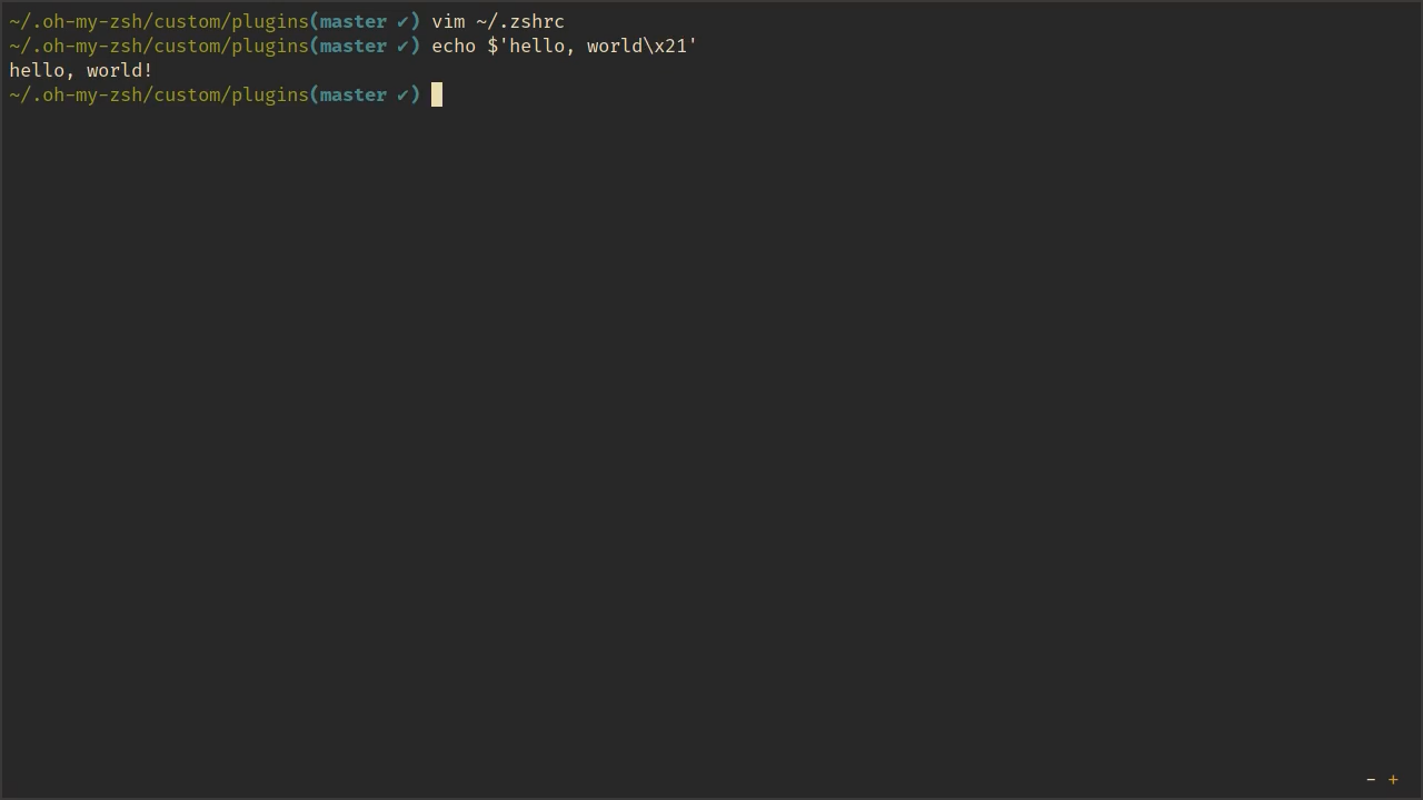 未启用 zsh-syntax-highlighting 时