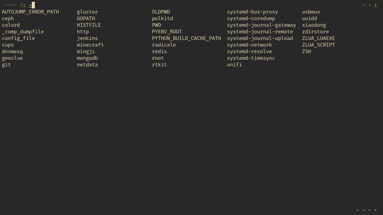 zsh 中的用户名自动补全备选列表